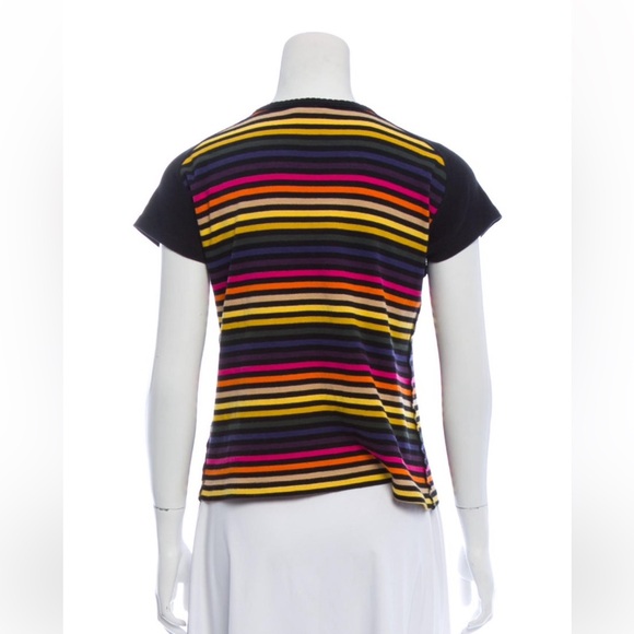 Sonia Rykiel striped short sleeve lightweight cardigan multi colored - Picture 3 of 3